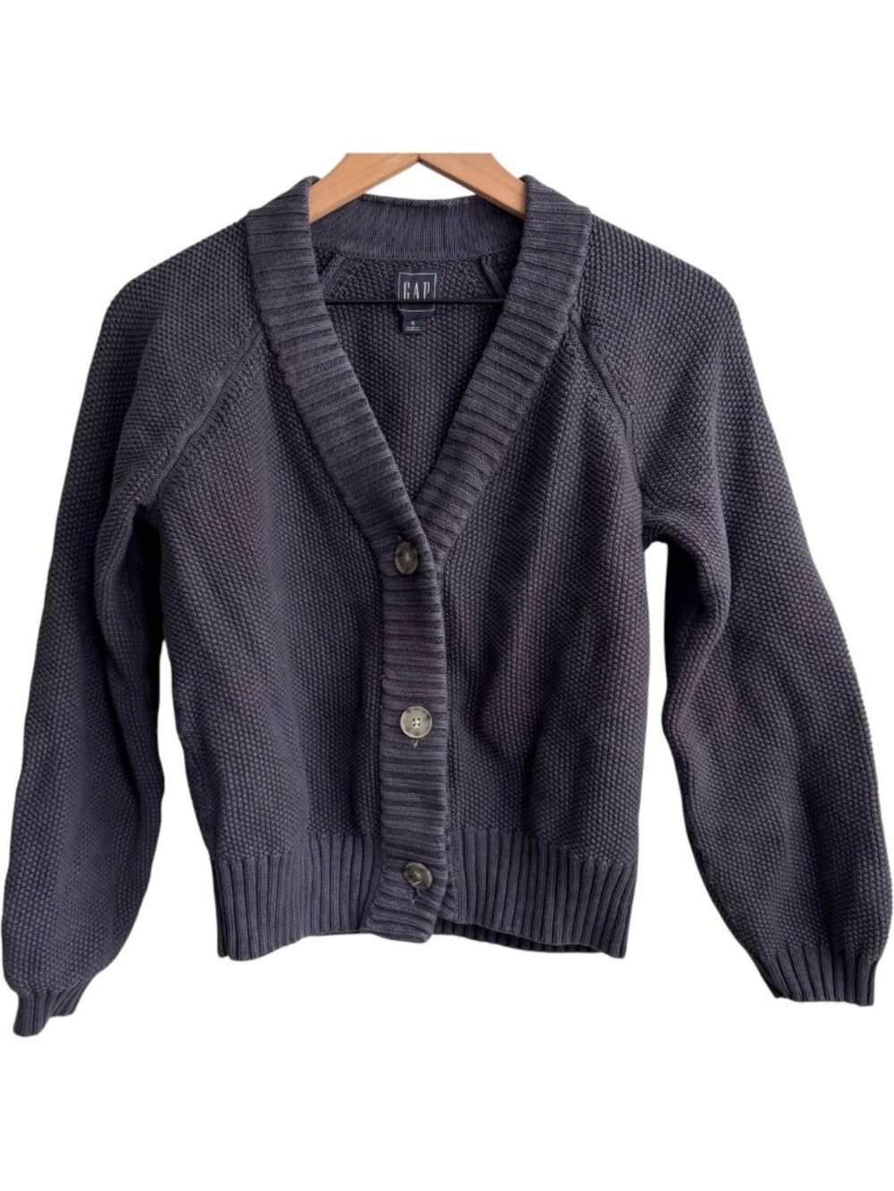 Gap Barrel Sleeve Cardigan Knit Sweater 100% Cotton Navy Small
